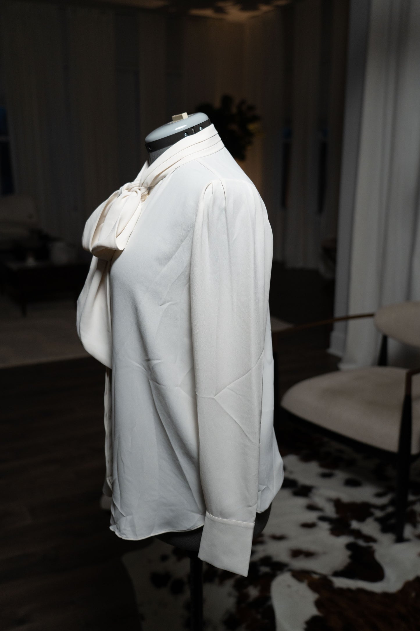 Ann Taylor Button Up Blouse With Tie at Neck