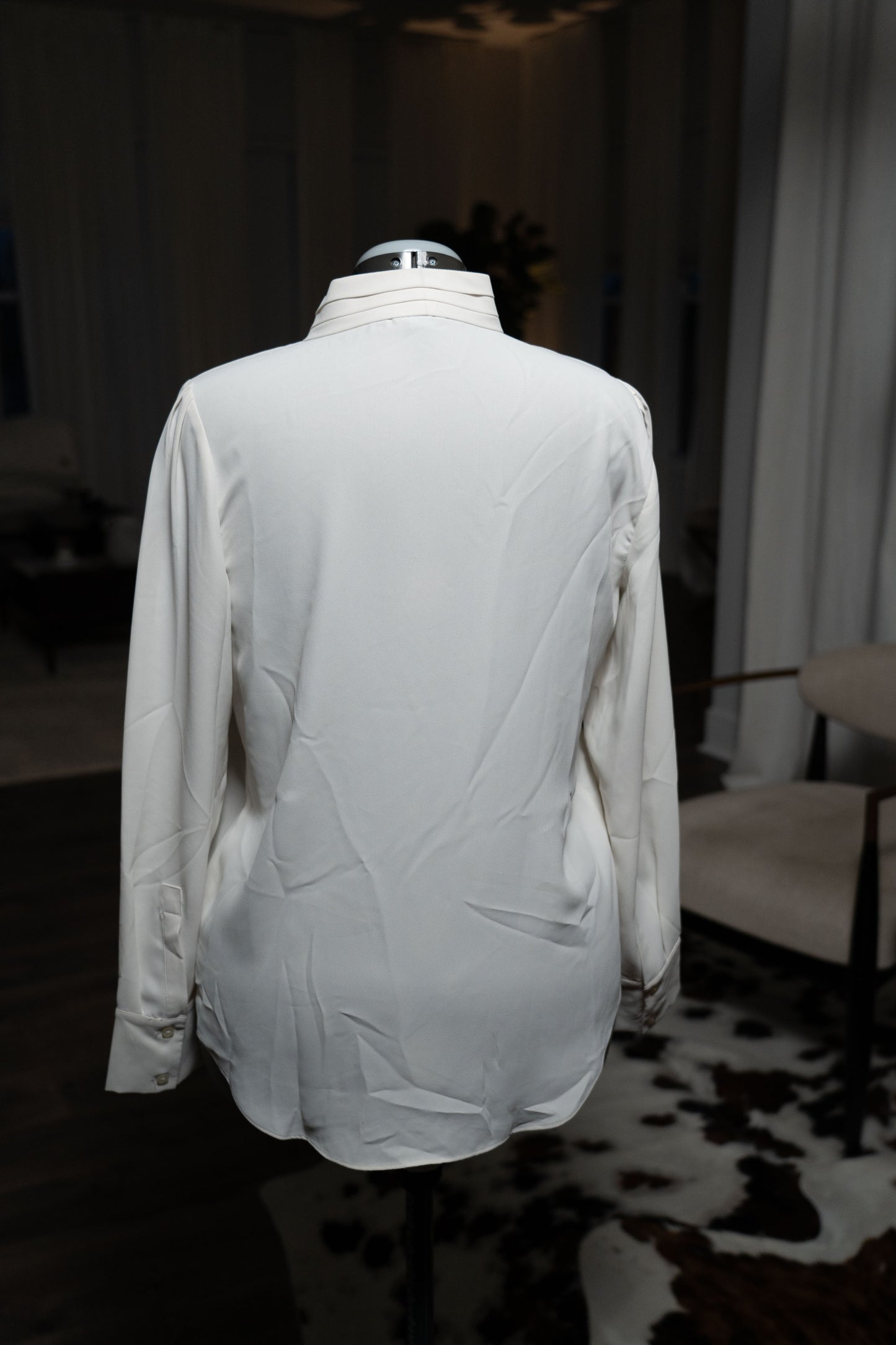 Ann Taylor Button Up Blouse With Tie at Neck