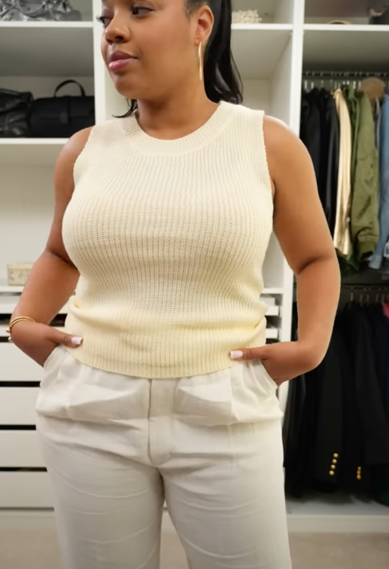 Lulus Sleeveless Knit Top - Cream - Large