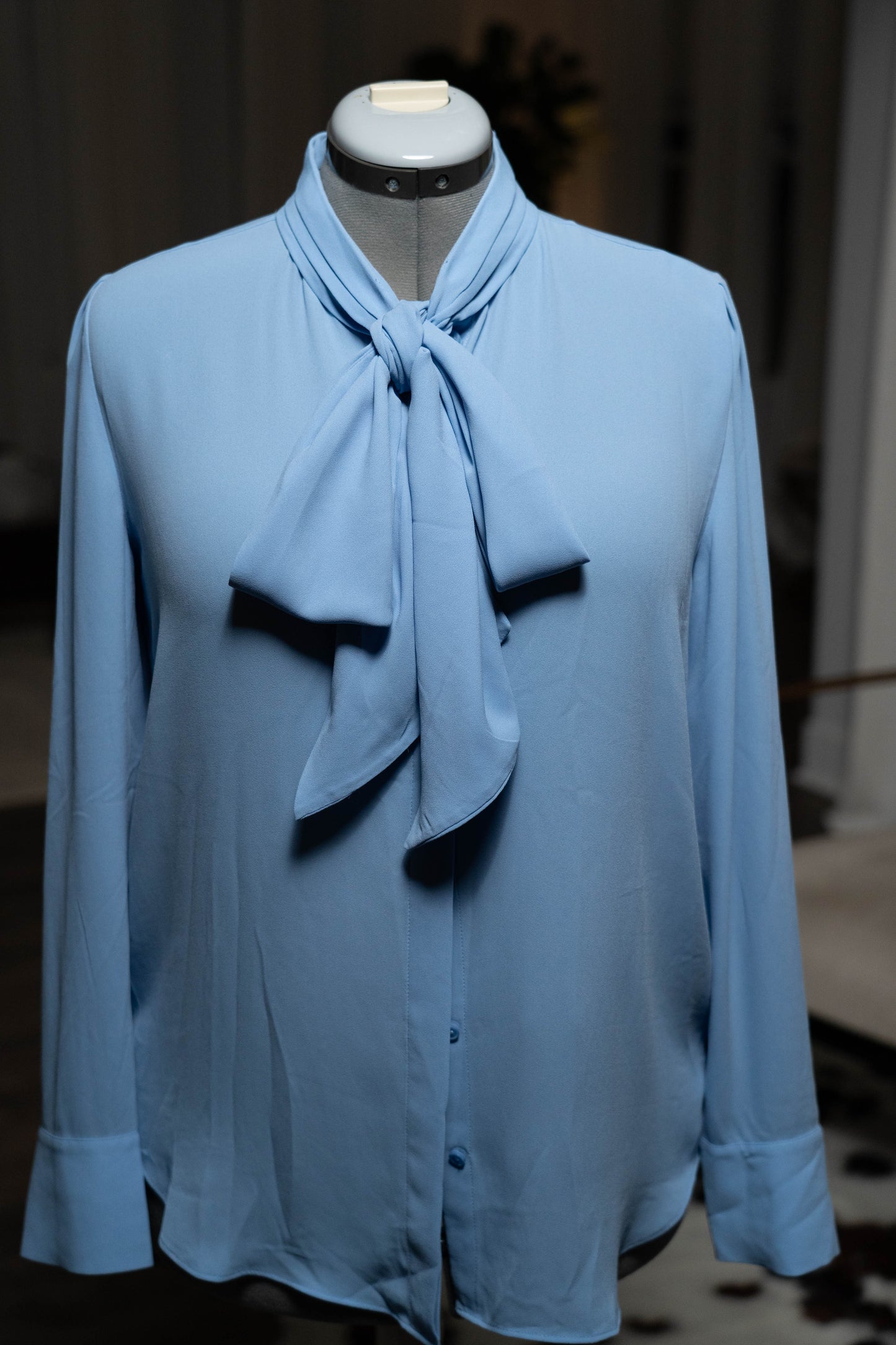 Ann Taylor Button Up Blouse With Tie Detail at Neck