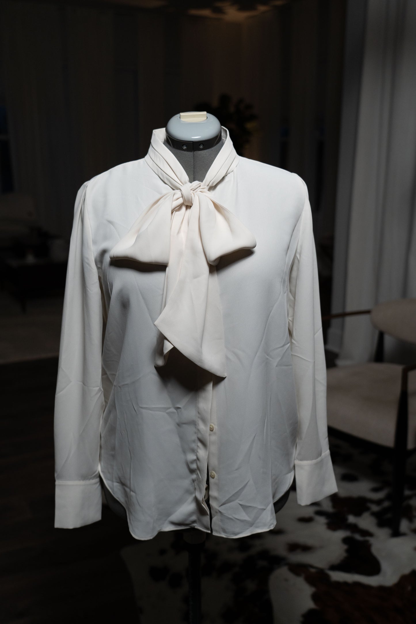 Ann Taylor Button Up Blouse With Tie at Neck