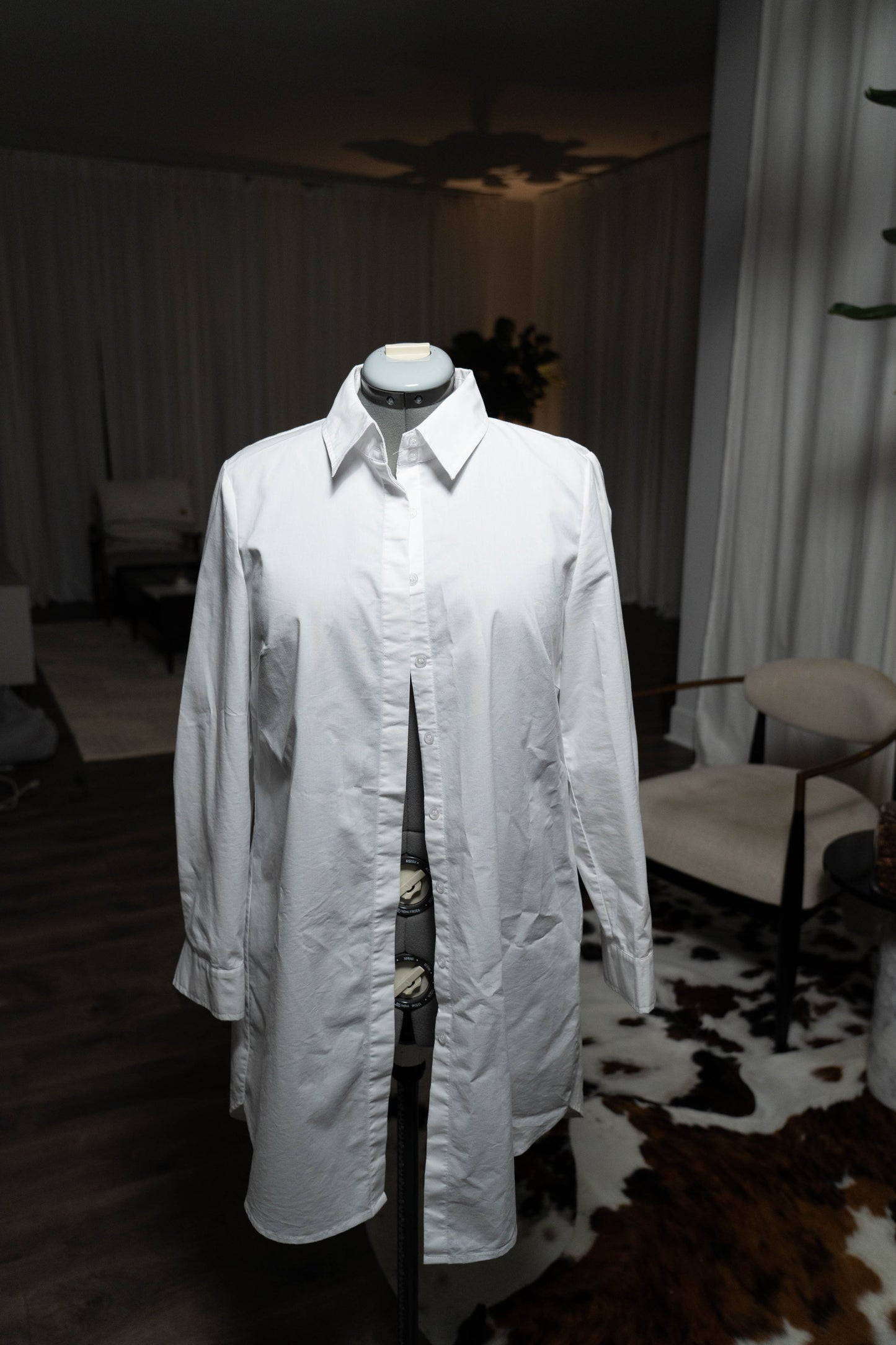 Neiman Marcus Long White Button Up Shirt