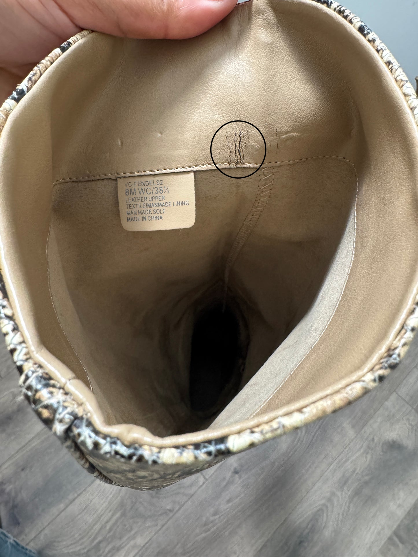 Vince Camuto Wide Calf Snake Print Boots - Size 8