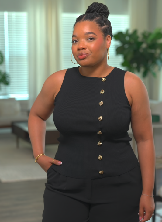 Petal & Pup Black Rib Knit Sleeveless Top (XL)