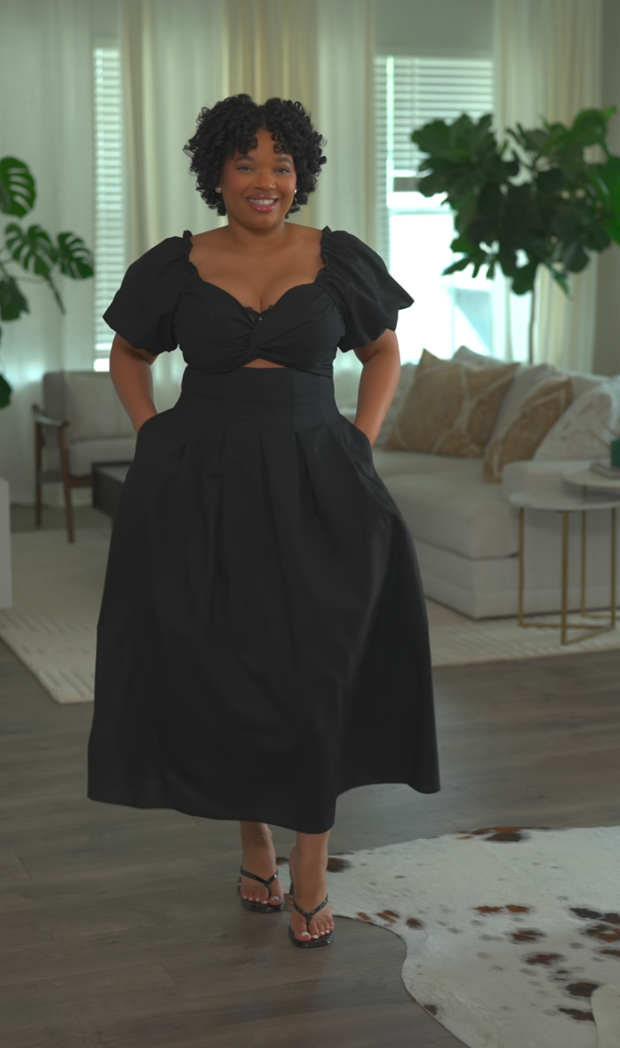 Petal & Pup Black Dress, linen-cotton blend (XL)